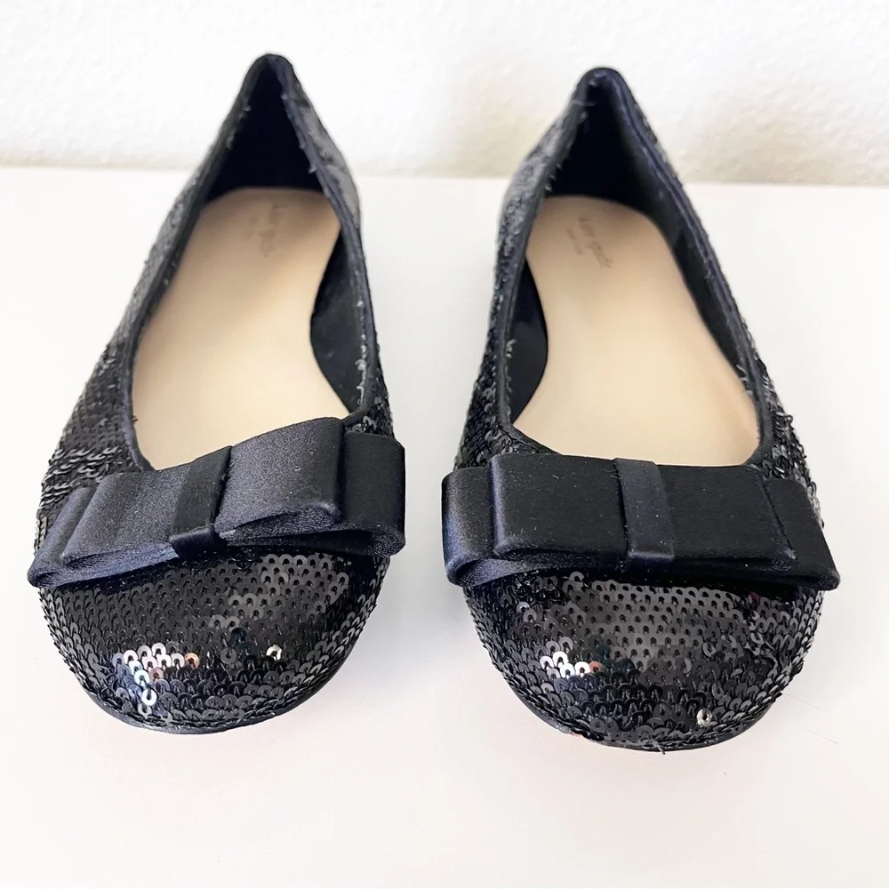 Kate Spade Black Sequin Rounded Toe Ballet Flats Size 7